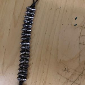 Uno de 50 silver and leather bracelet